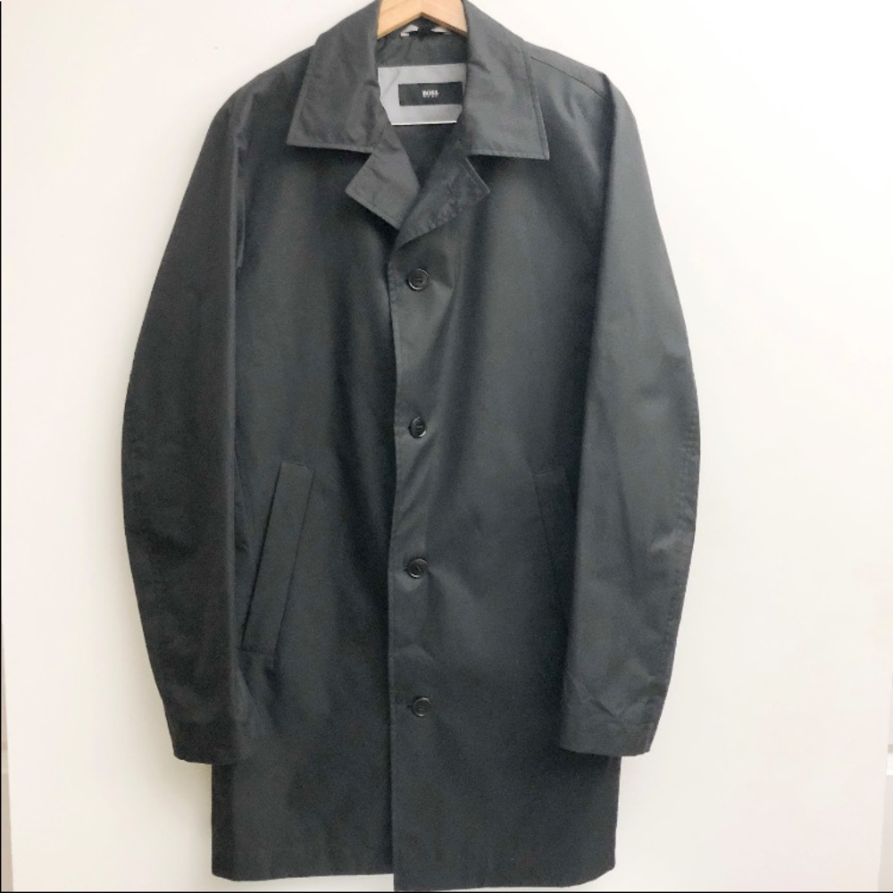 Hugo Boss Dais Blk Water Repellent Trench Coat 42